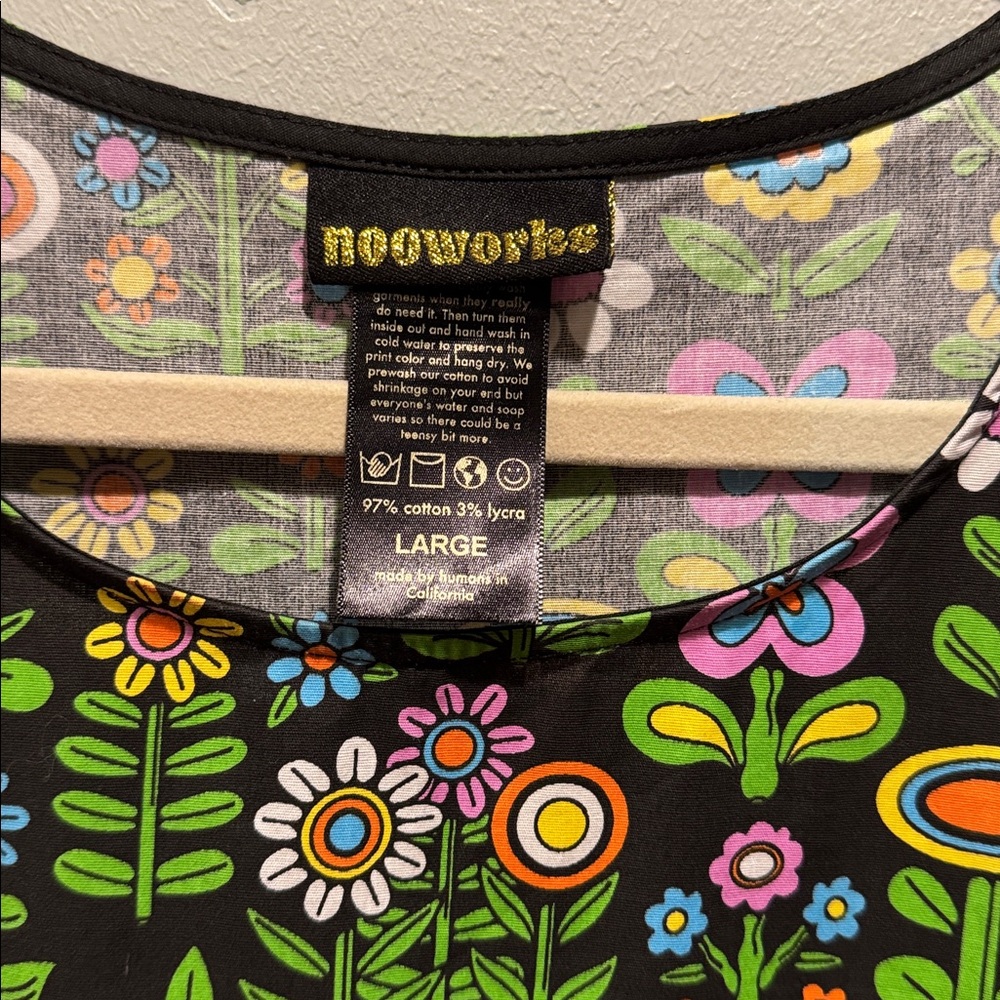 Nooworks Awesome Blossoms June Black Floral Pocket Dress Colorful Garden Print - Picture 2 of 12